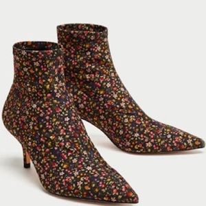 Zara Liberty Print Sock Kitten Heel Boot